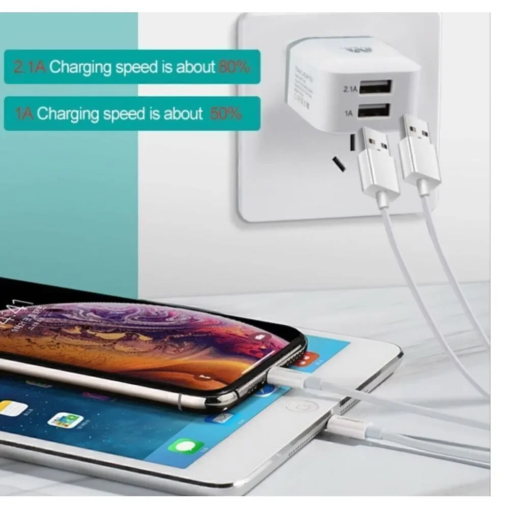 MyBat Dual USB Travel Charger Adapter(2.1A) - White NWT